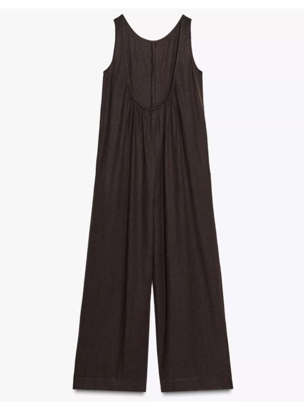 Zara ZW Collection Sleeveless Linen Long Jumpsuit Brown NWT - Picture 4 of 5